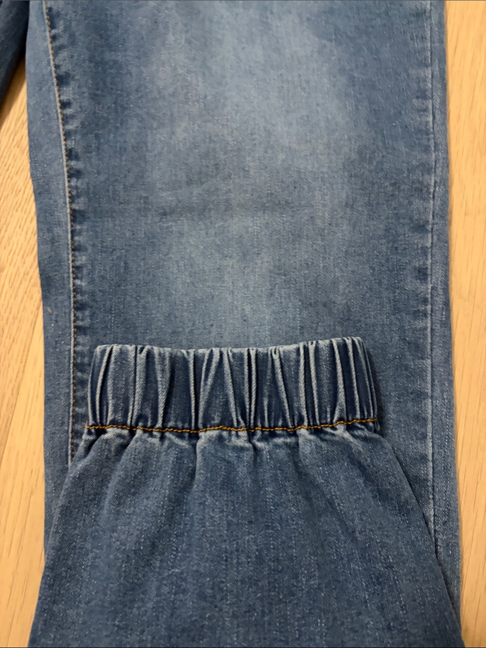 Womans Blue Elastic-Waist Denim Jogger Jeans - Picture 3 of 4